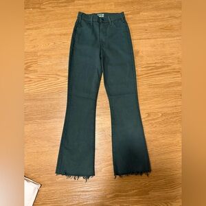 MOTHER Dark Green Flare Jeans “THE HUSTLER ANKLE FRAY”